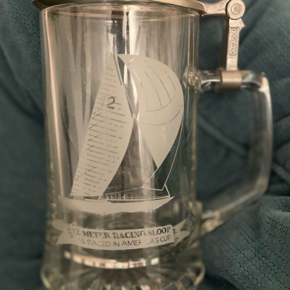 Sailboat Etched Glass Beer Mug